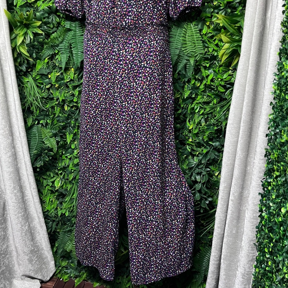 London Times Jumpsuit Size 16 Womens Purple Floral Print Wide Leg 3269 - Picture 7 of 9